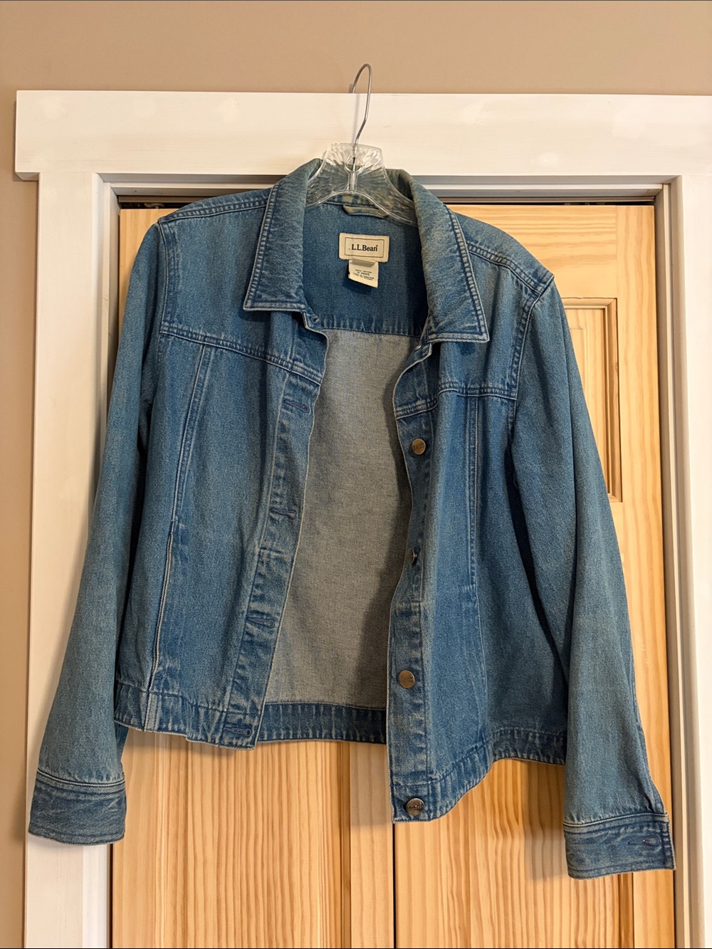Vintage LL Bean Denim Jacket Womens Medium Blue Jean Classic Trucker‎